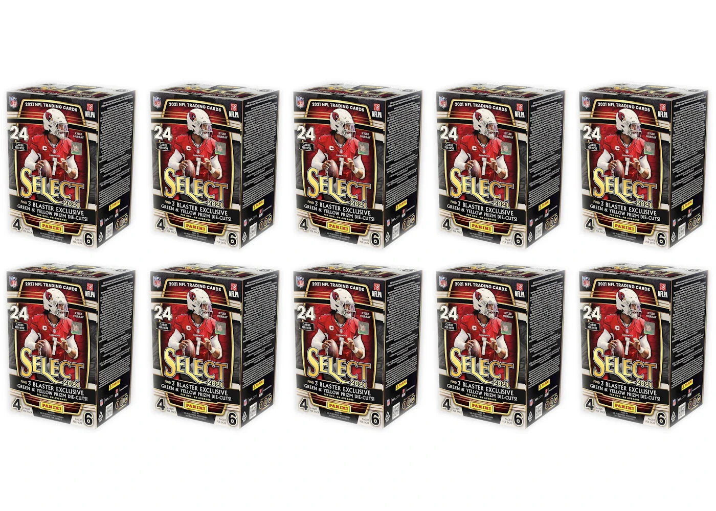 2021 Panini Select Football Blaster Box (Green & Yellow Prizm Die-Cuts) 10x Lot