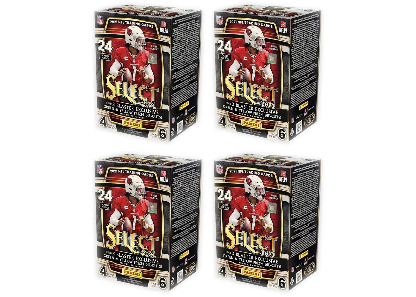 2021 Panini Select Football Blaster Box (Green & Yellow Prizm Die-Cuts) 4x Lot