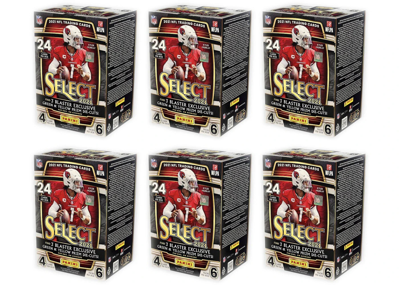 2021 Panini Select Football Blaster Box (Green & Yellow Prizm Die-Cuts) 6x Lot