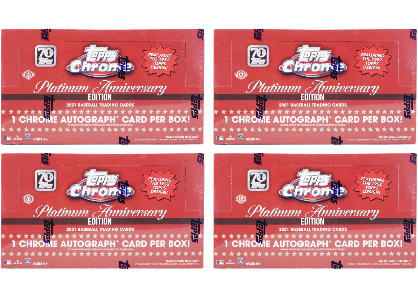 2021 Topps Chrome Platinum Anniversary Baseball Hobby Box 4x Lot