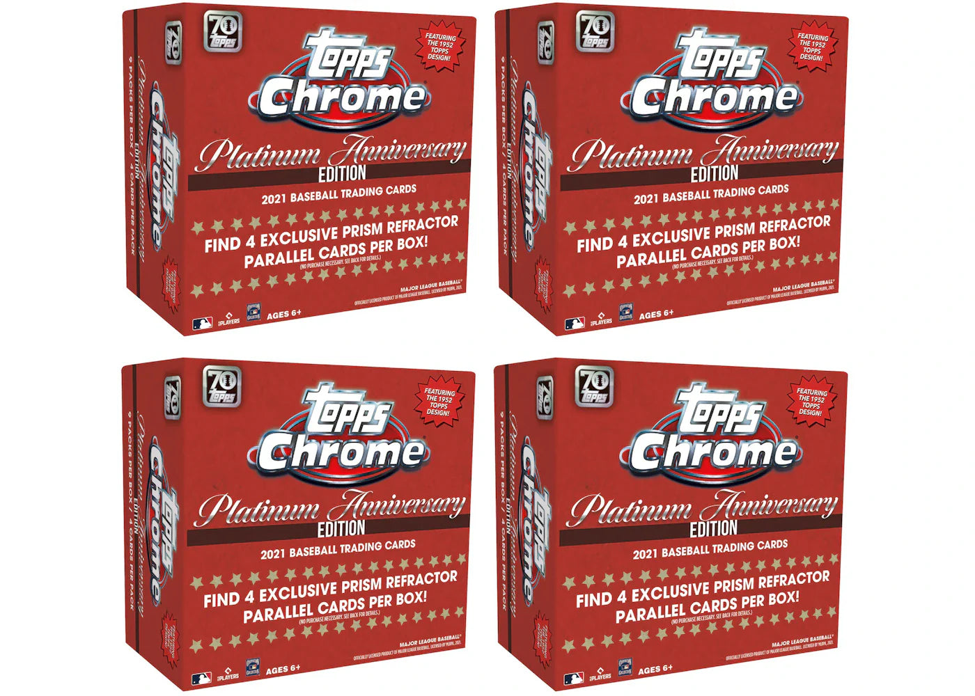 2021 Topps Chrome Platinum Anniversary Baseball Mega Box 4x Lot