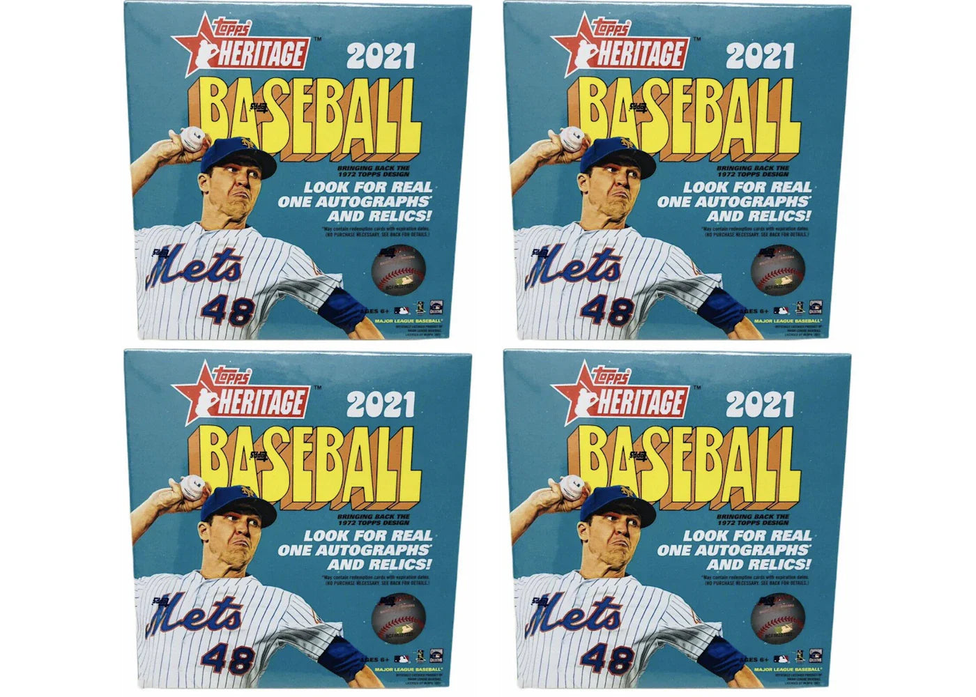 2021 Topps Heritage Baseball Mega Box (Blue Sparkle Parallels) 4x Lot