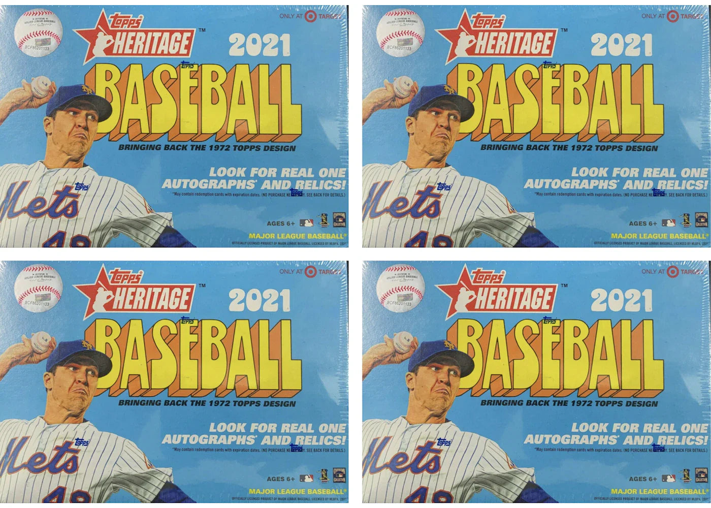 2021 Topps Heritage Baseball Target Mega Box 4x Lot (17 Packs)