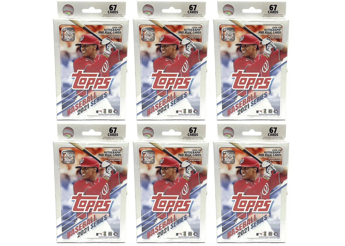 2021 Topps Series 1 Baseball Hanger Box (Autograph and Relic Cards) 6x Lot