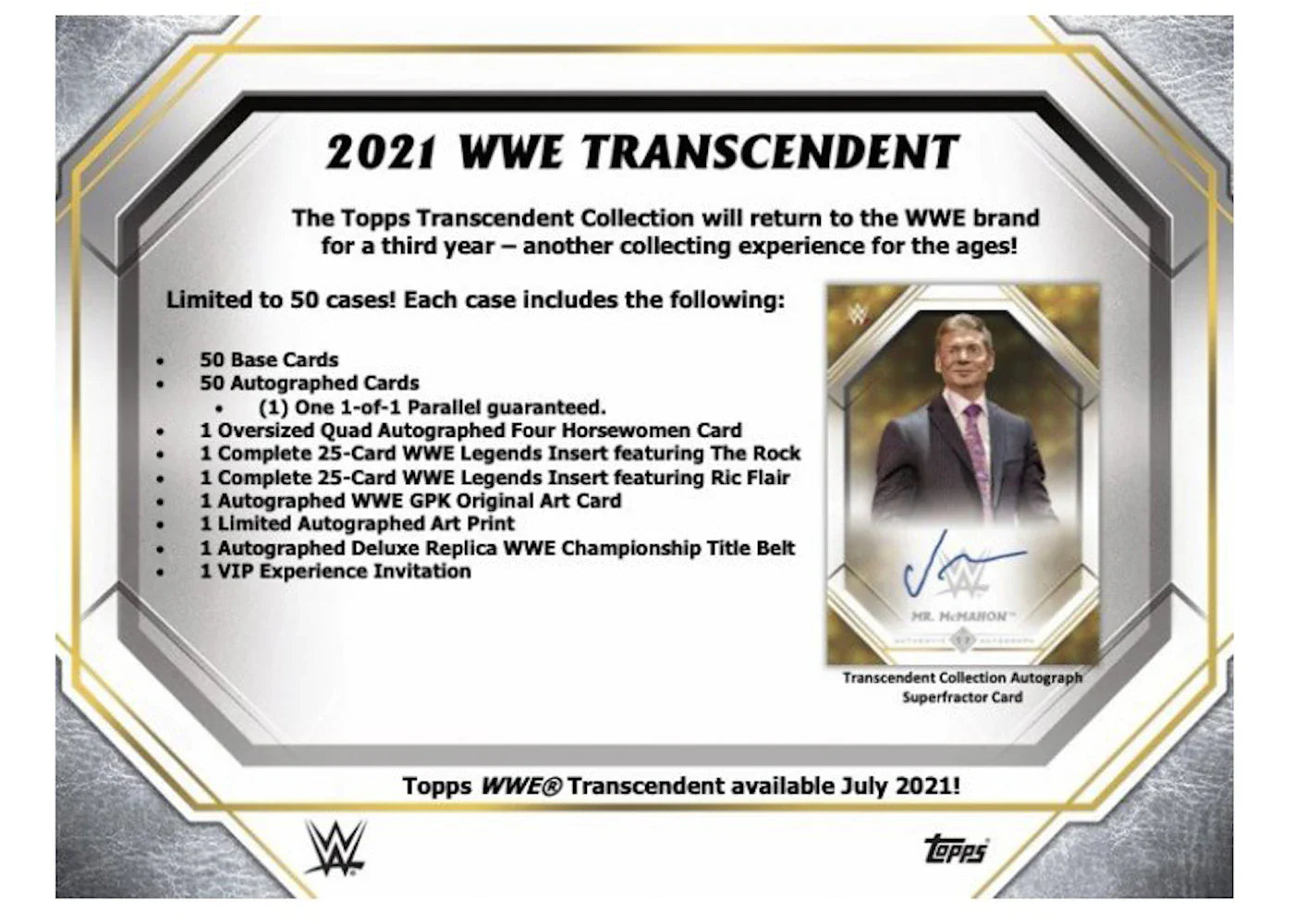 2021 Topps Transcendent WWE Wrestling Case