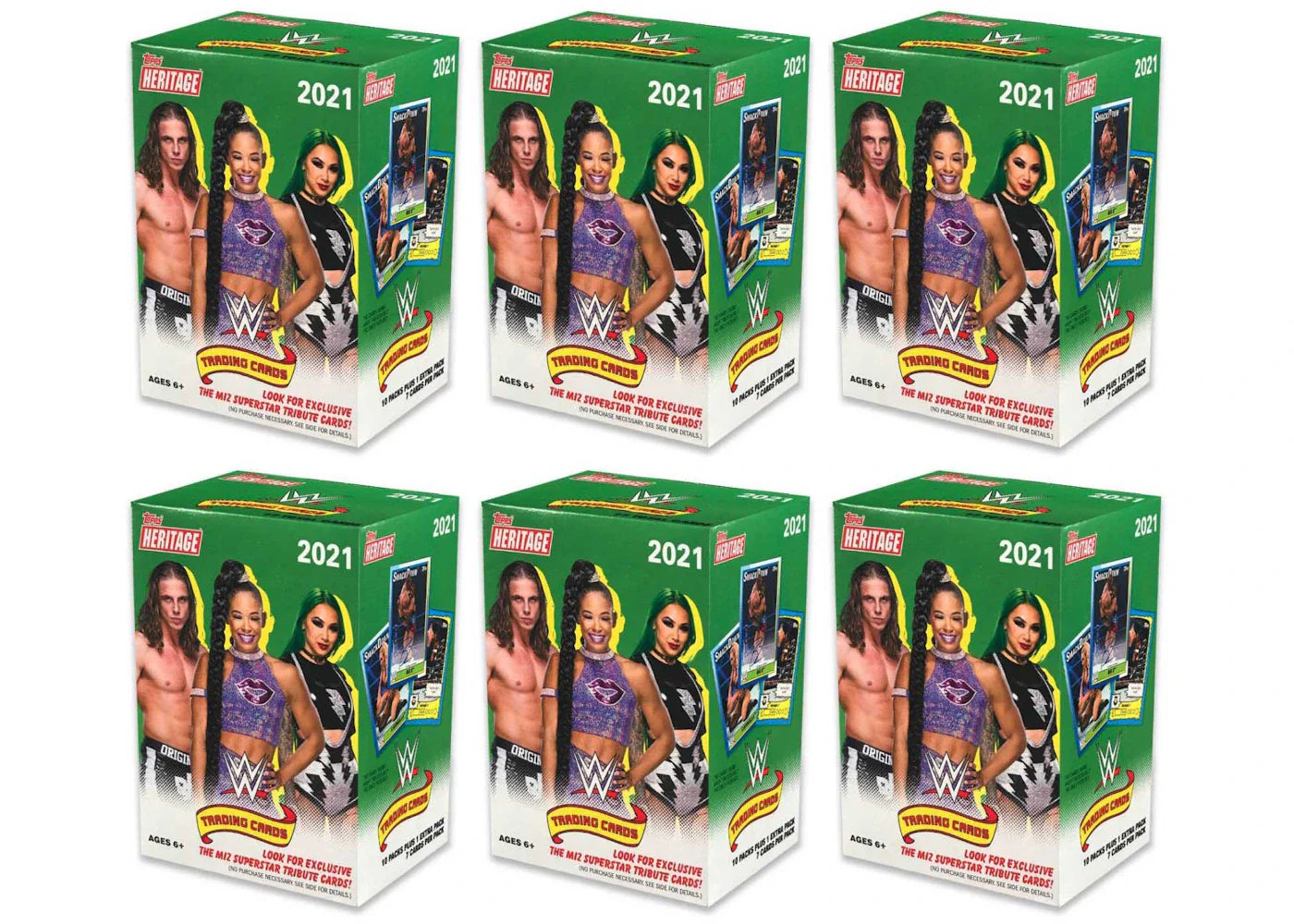 2021 Topps WWE Heritage Wrestling Blaster Box 6x Lot