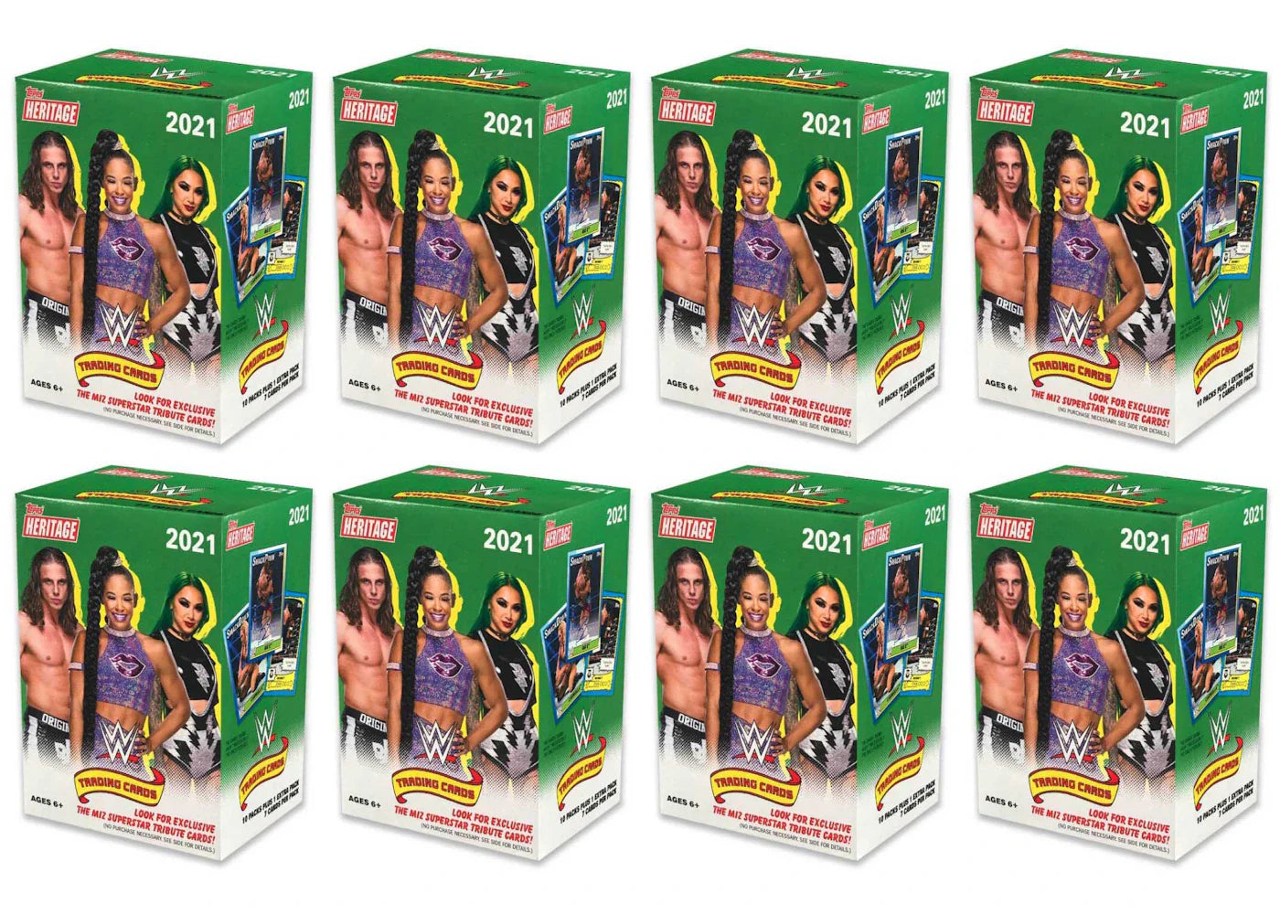 2021 Topps WWE Heritage Wrestling Blaster Box 8x Lot