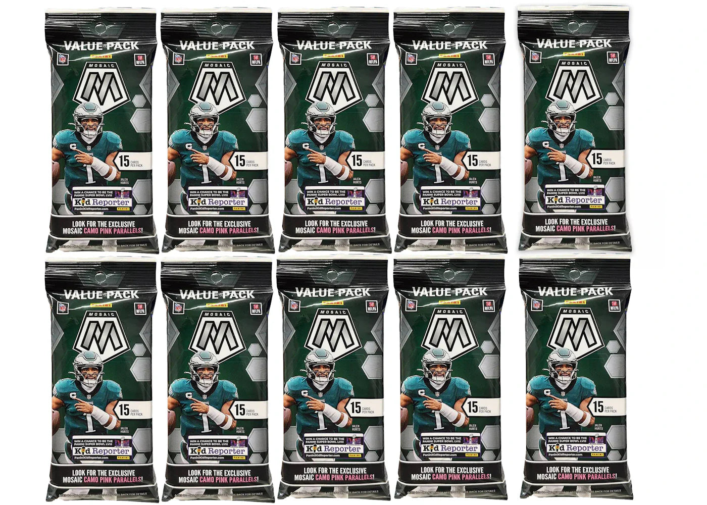 2022-2023 Panini Mosaic Football Value Pack 10x Lot