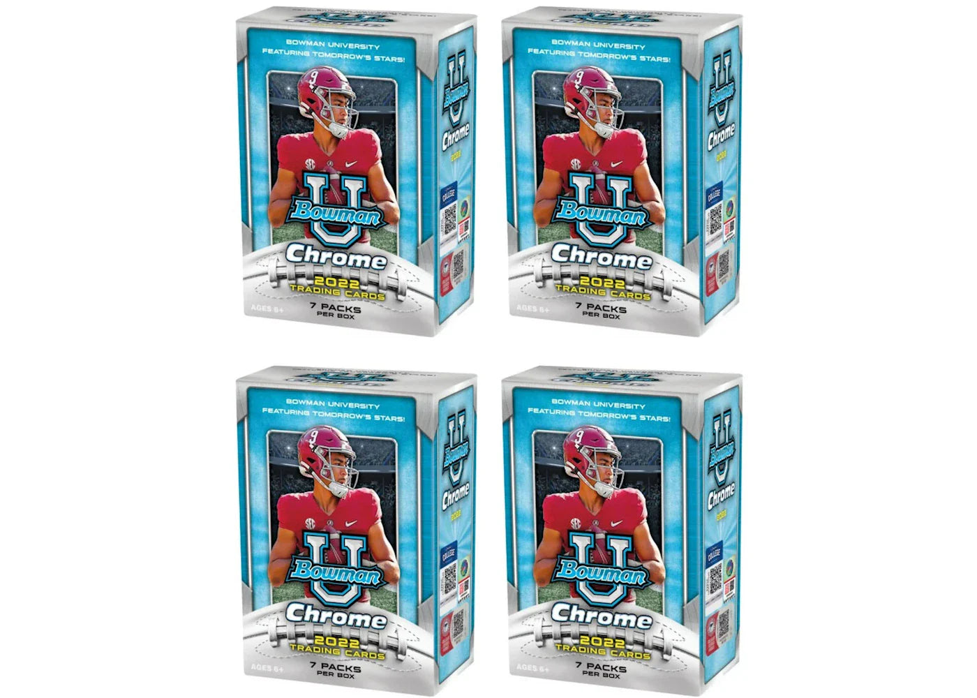 2022-23 Bowman Chrome University Football Blaster Box 4x Lot