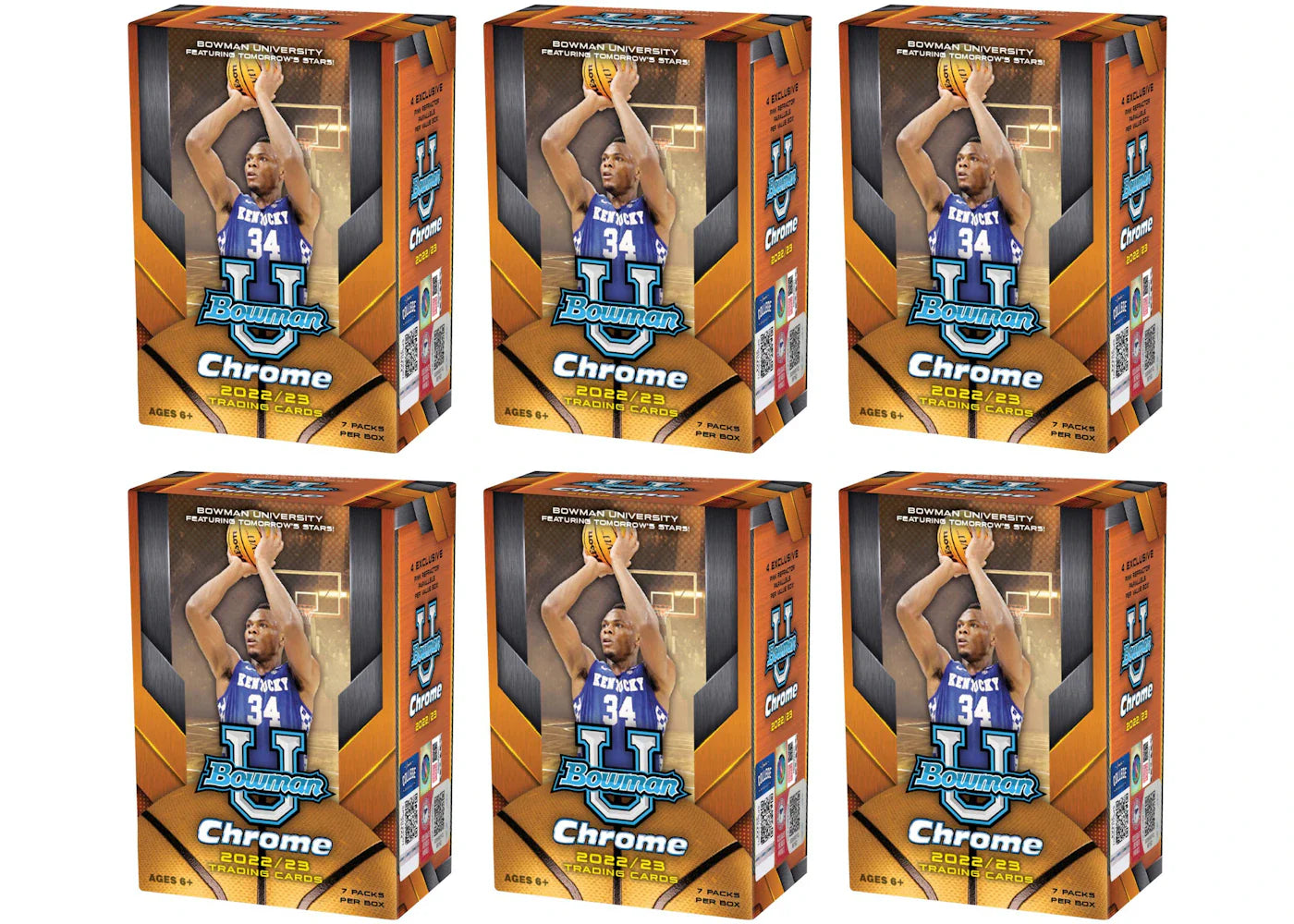 2022-23 Bowman University Chrome Basketball Blaster Box 6x Lot