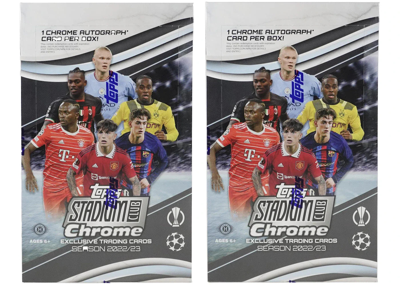 2022-23 Topps UEFA Stadium Club Chrome Soccer Hobby Box 2x Lot