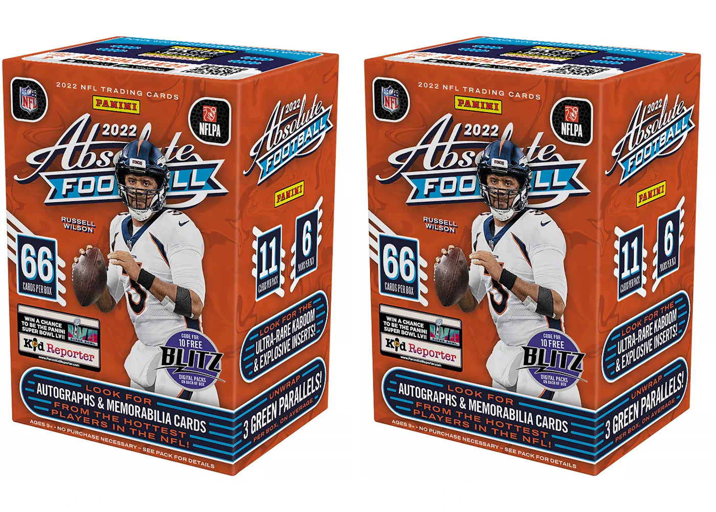 2022 Panini Absolute Football Blaster Box (Green Parallels) 2x Lot