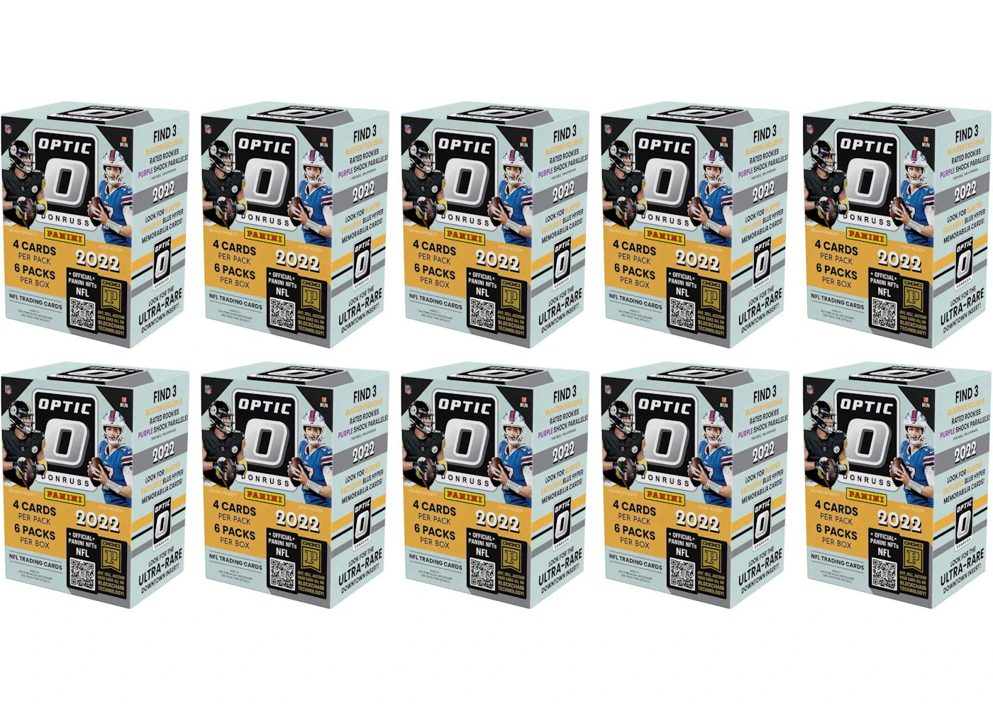 2022 Panini Donruss Optic Football 6-Pack Blaster Box (Purple Shock Parallels) 10x Lot