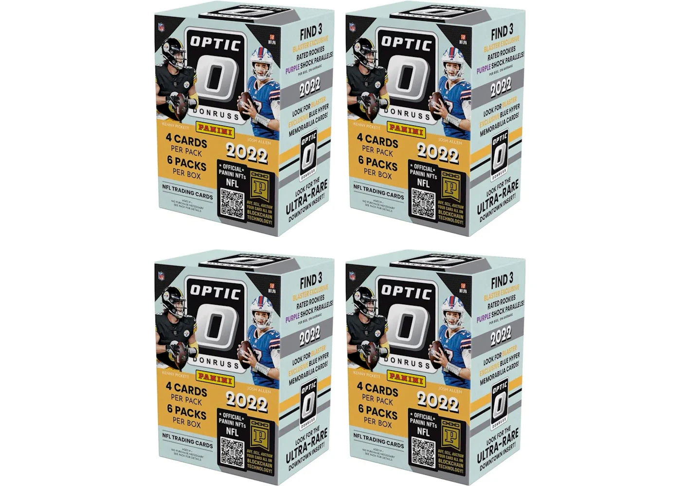 2022 Panini Donruss Optic Football 6-Pack Blaster Box (Purple Shock Parallels) 4x Lot