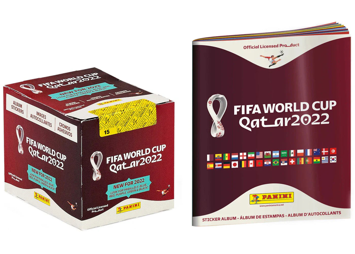 2022 Panini Fifa World Cup Qatar Soccer Sticker Collection Box & Album Bundle