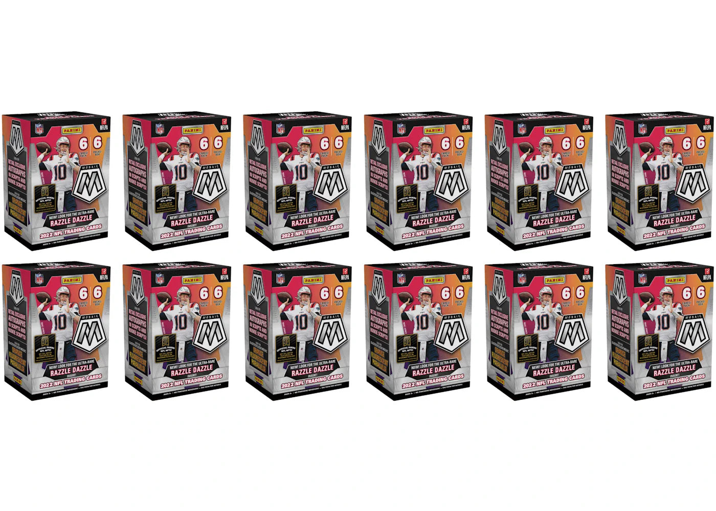 2022 Panini Mosaic Football Blaster Box (Orange Fluorescent Parallels) 12x Lot