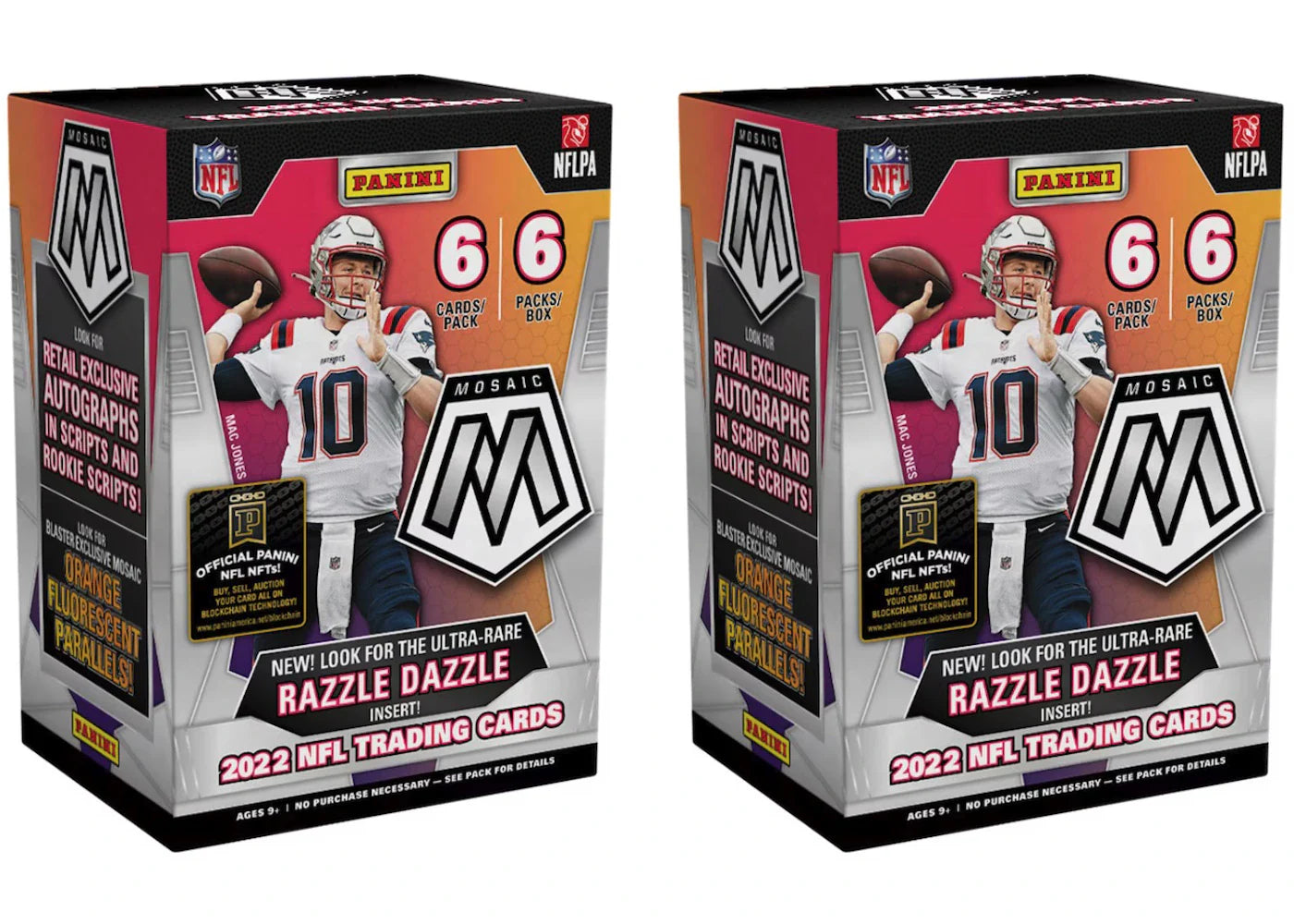 2022 Panini Mosaic Football Blaster Box (Orange Fluorescent Parallels) 2x Lot