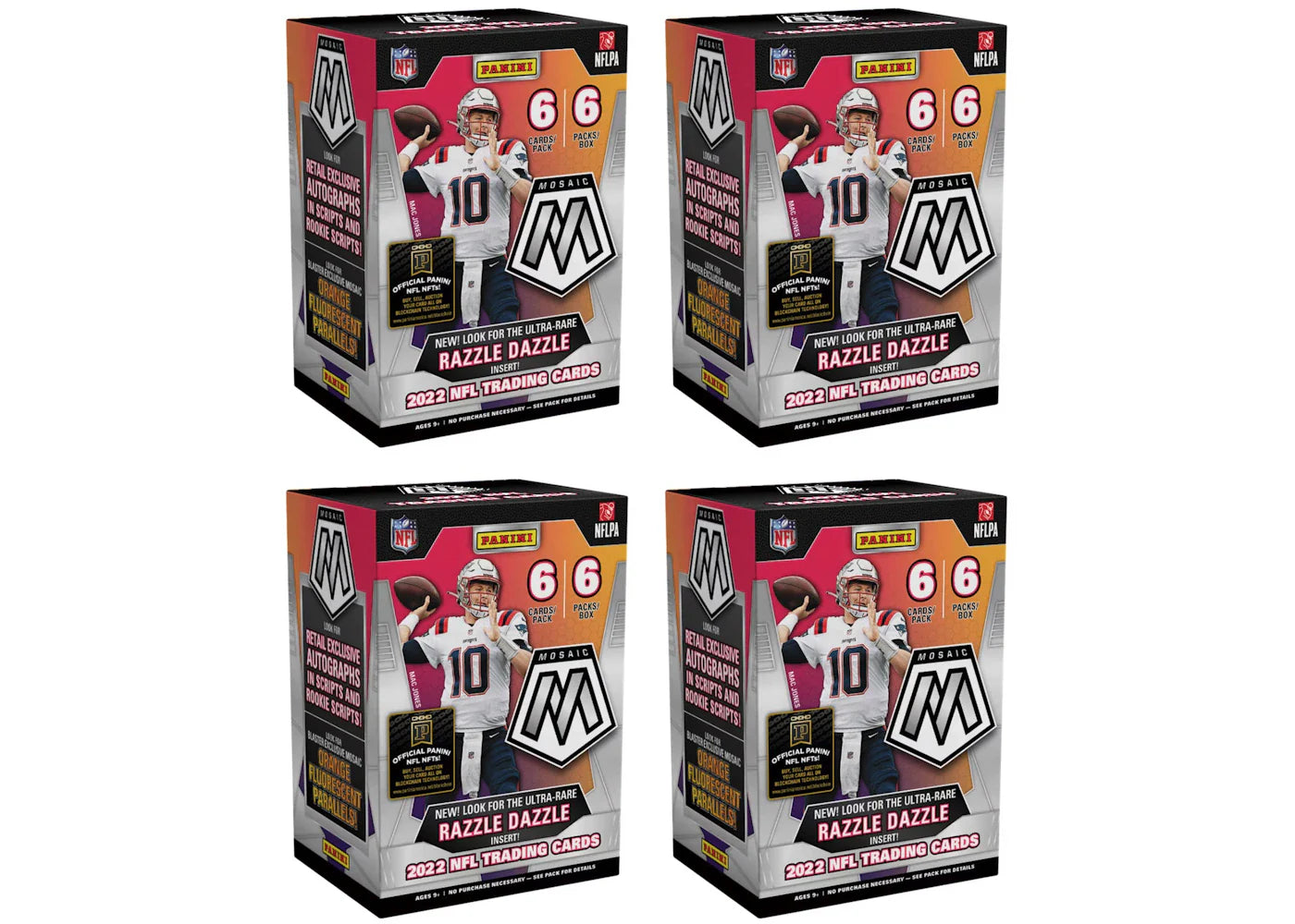 2022 Panini Mosaic Football Blaster Box (Orange Fluorescent Parallels) 4x Lot
