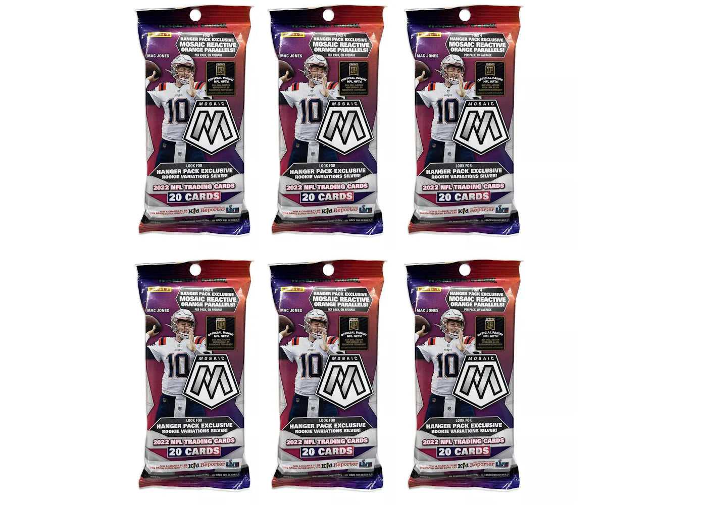 2022 Panini Mosaic Football Hanger Pack (Orange Parallels) 6x Lot