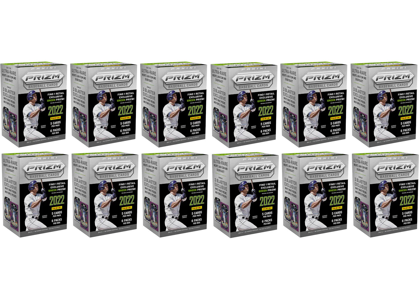 2022 Panini Prizm Baseball Blaster Box (Green Prizm) 12x Lot
