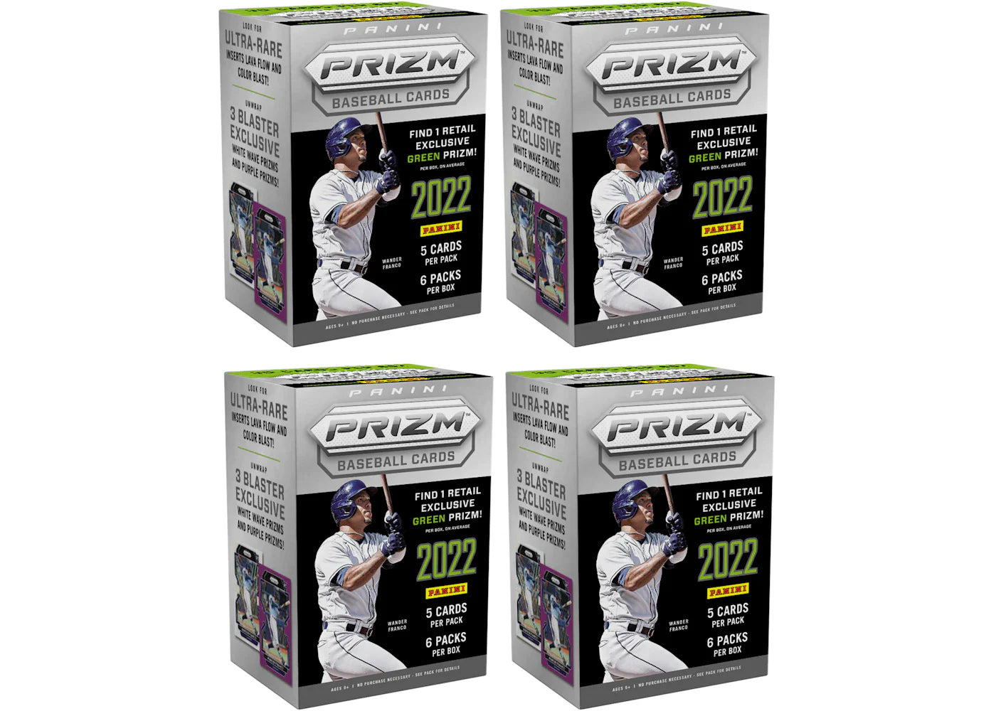 2022 Panini Prizm Baseball Blaster Box (Green Prizm) 4x Lot