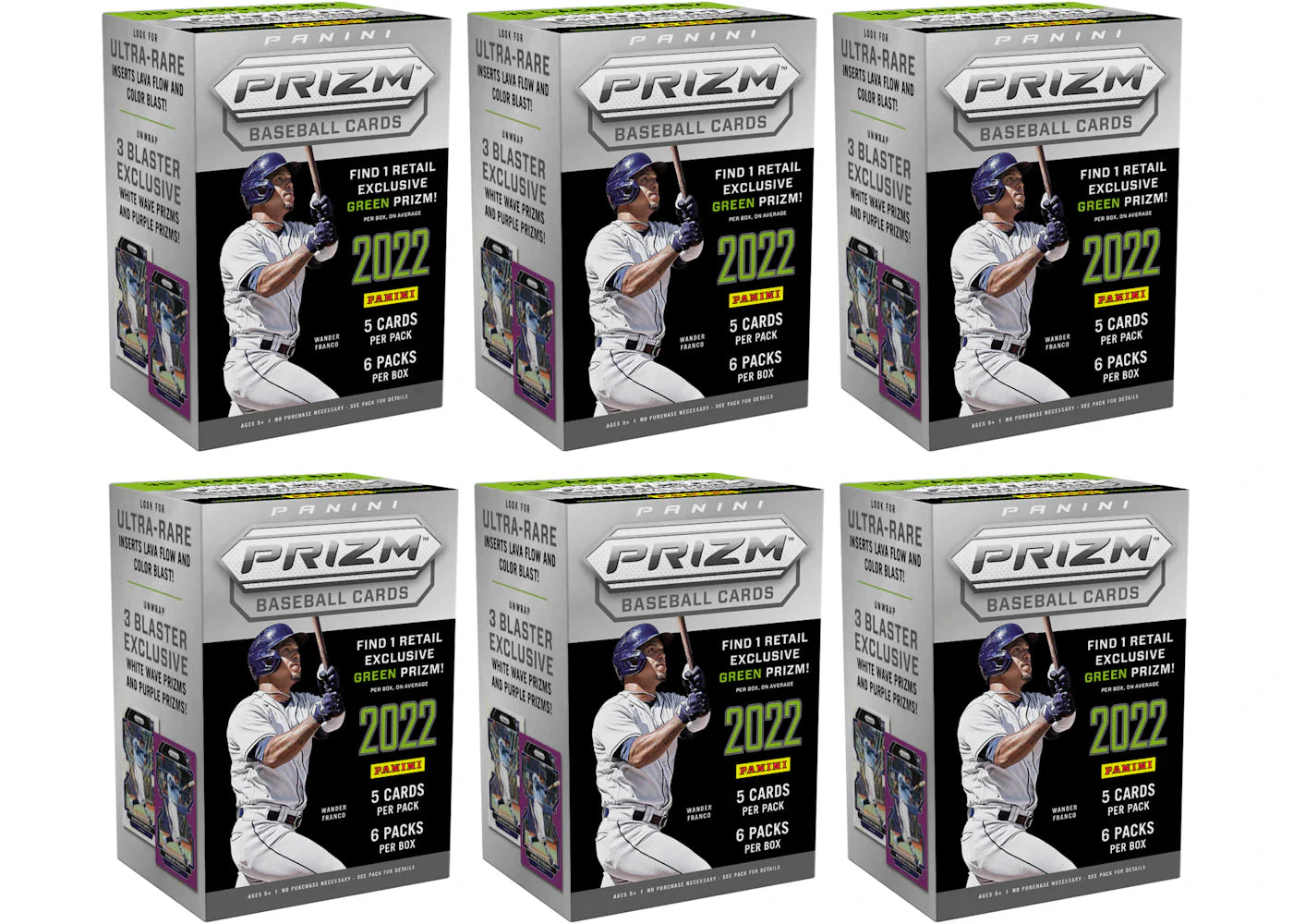 2022 Panini Prizm Baseball Blaster Box (Green Prizm) 6x Lot