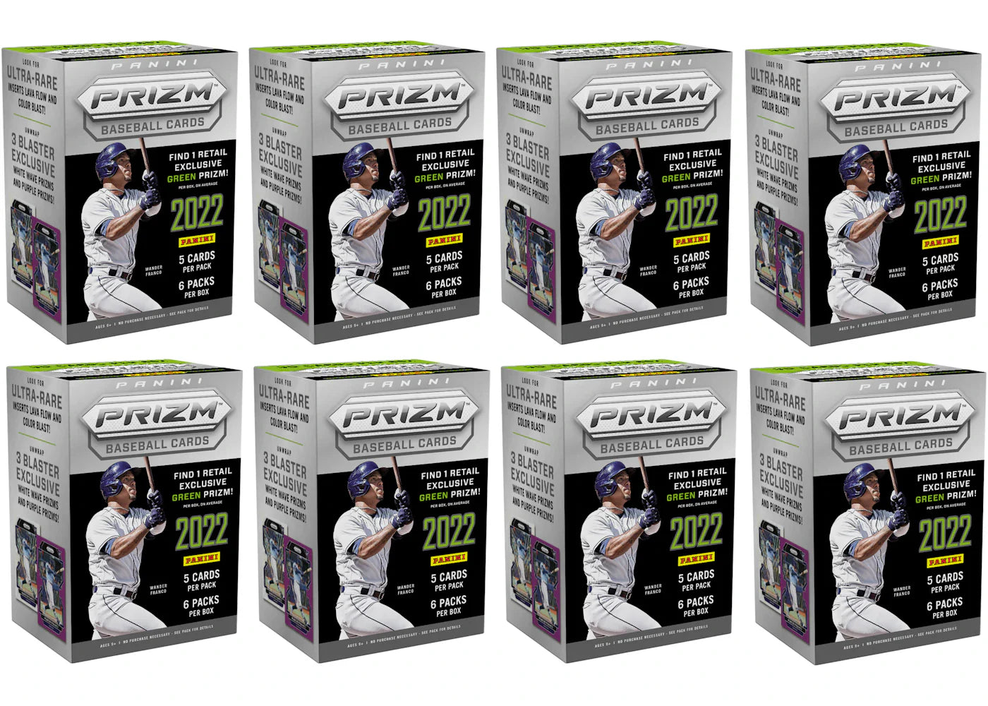 2022 Panini Prizm Baseball Blaster Box (Green Prizm) 8x Lot