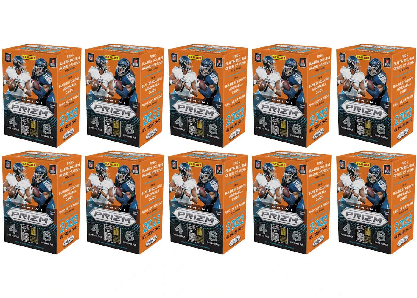 2022 Panini Prizm Football Fanatics Blaster Box (Orange Ice Prizms) 10x Lot