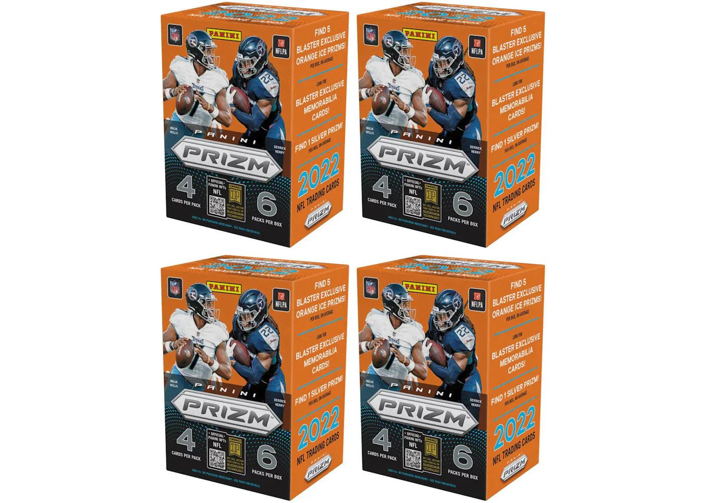 2022 Panini Prizm Football Fanatics Blaster Box (Orange Ice Prizms) 4x Lot