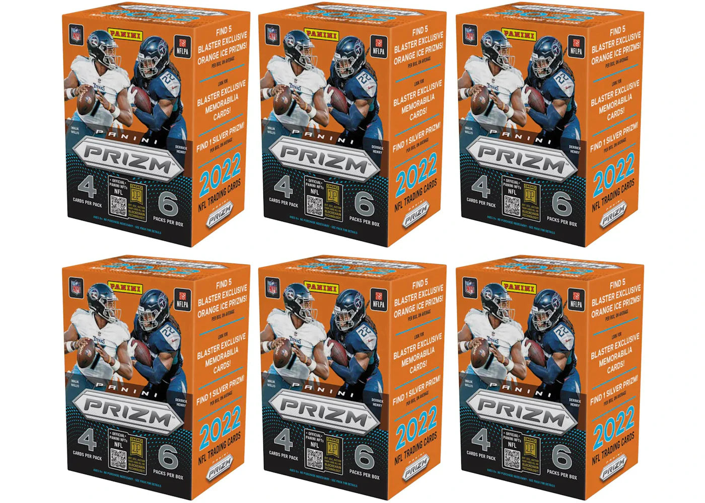 2022 Panini Prizm Football Fanatics Blaster Box (Orange Ice Prizms) 6x Lot