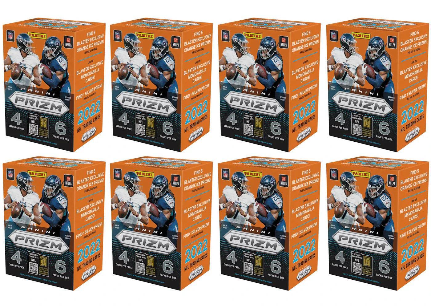2022 Panini Prizm Football Fanatics Blaster Box (Orange Ice Prizms) 8x Lot
