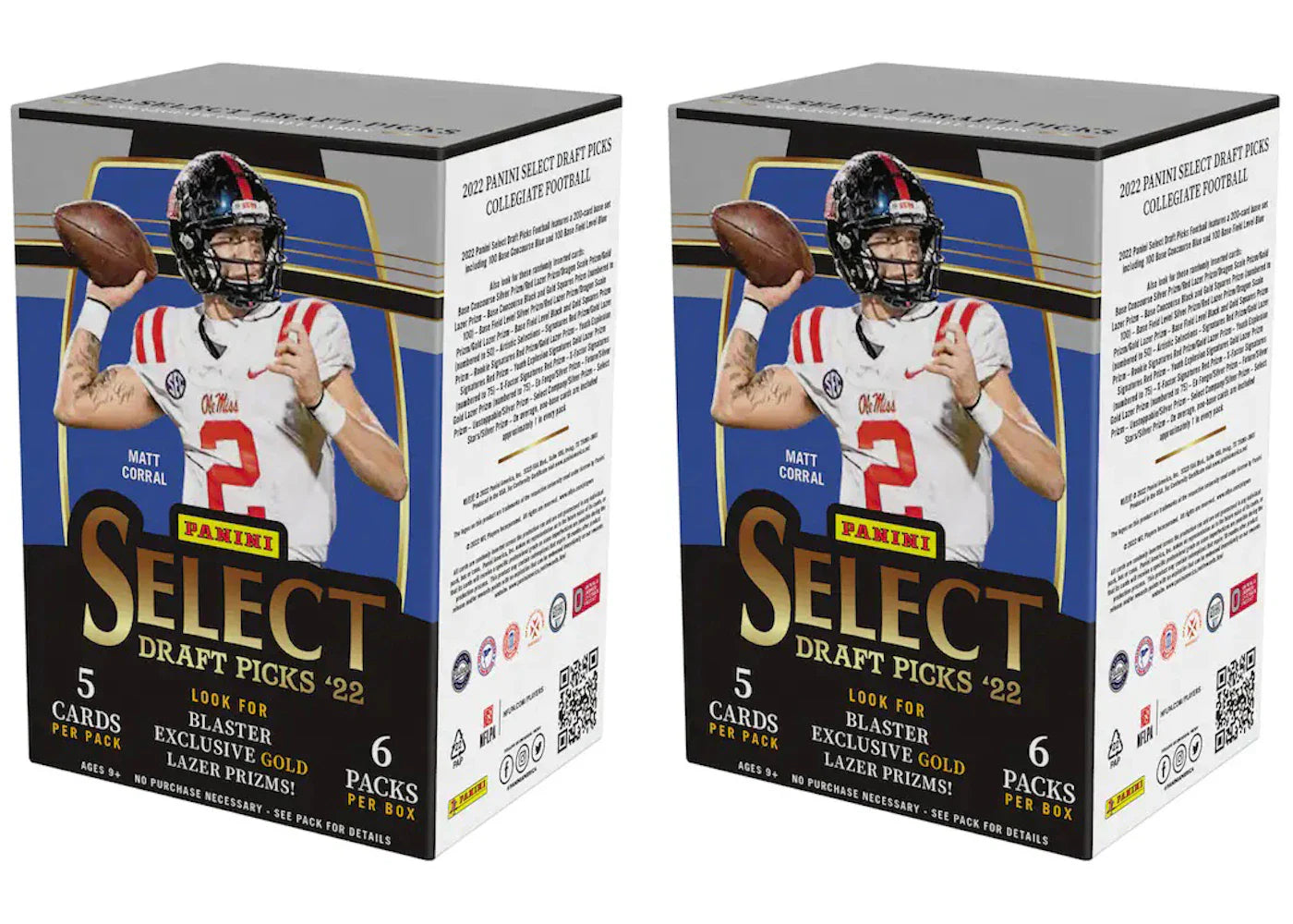 2022 Panini Select Draft Picks Collegiate Football Blaster Box 2x Lot