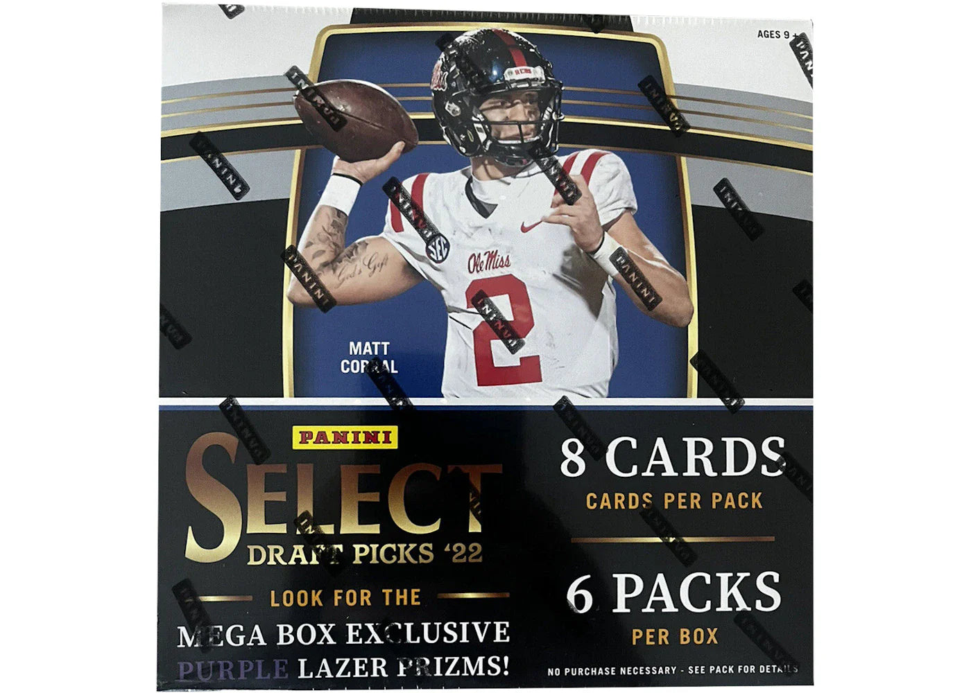 2022 Panini Select Draft Picks Collegiate Football Mega Box (Purple Lazer Prizms)