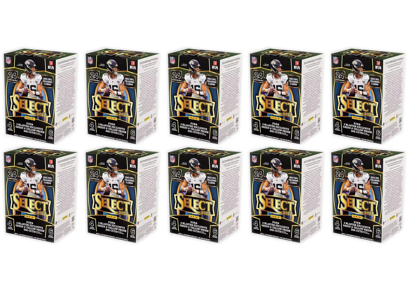 2022 Panini Select Football Blaster Box (Green & Yellow Die-Cuts) 10x Lot