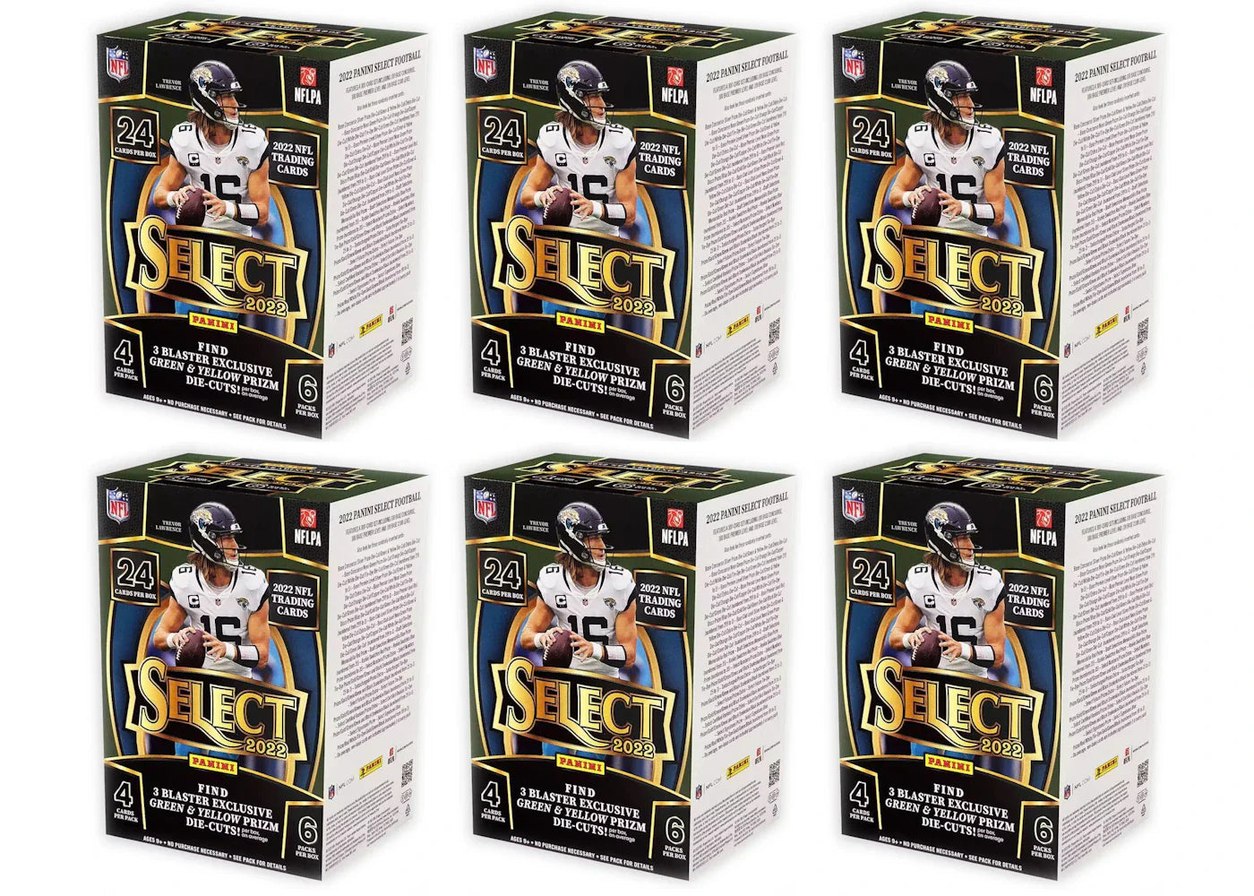 2022 Panini Select Football Blaster Box (Green & Yellow Die-Cuts) 6x Lot