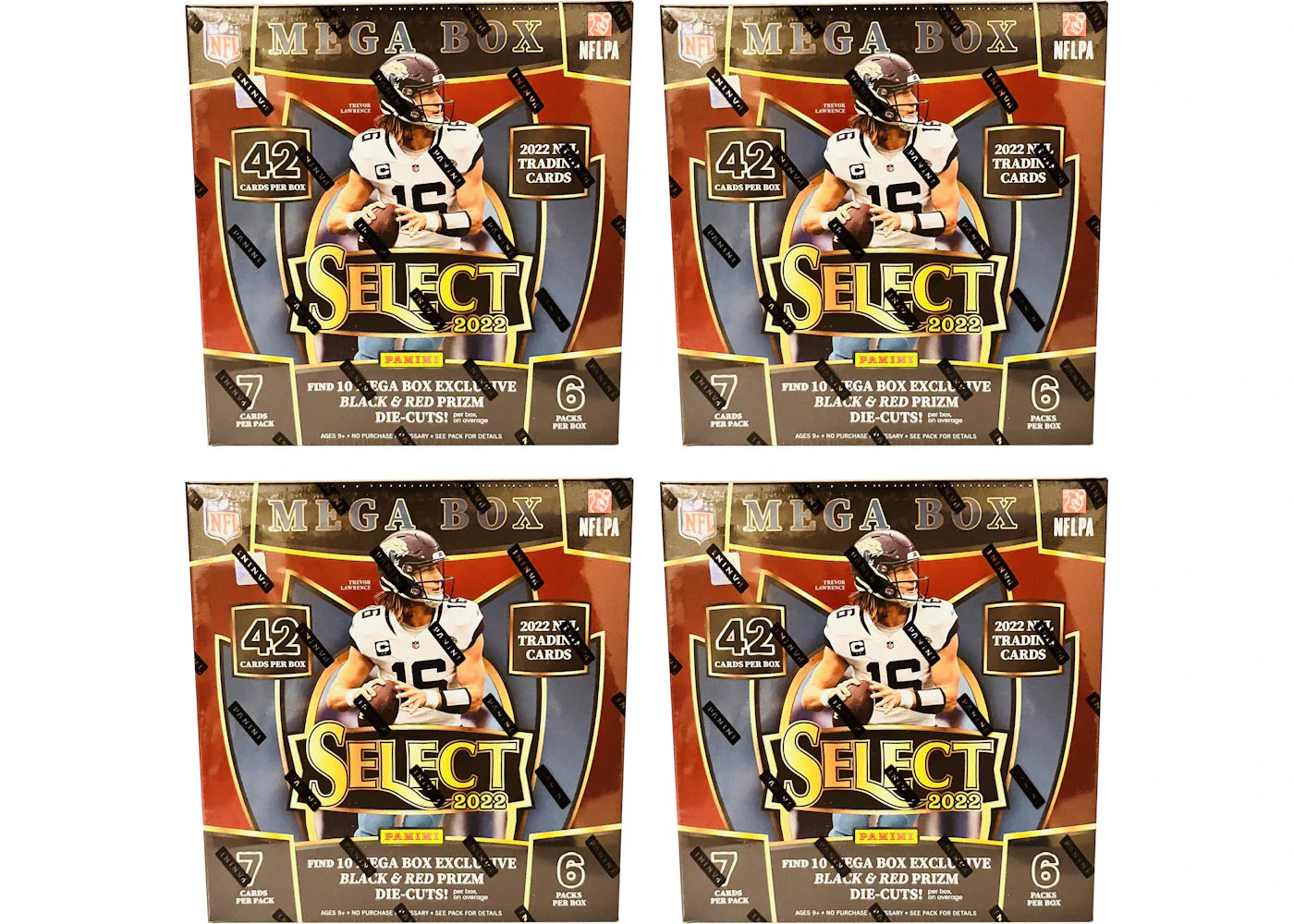 2022 Panini Select Football Mega Box (Black & Red Prizms) 4x Lot