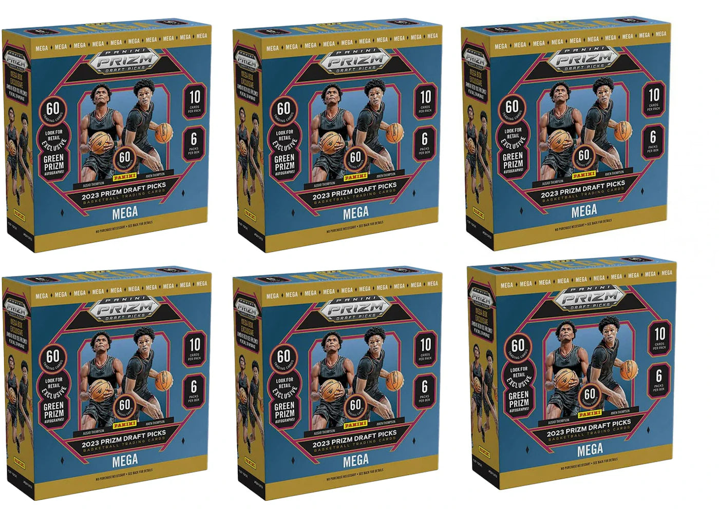 2023-2024 Panini Prizm Draft Picks Basketball Green Prizim Mega Box 6x Lot