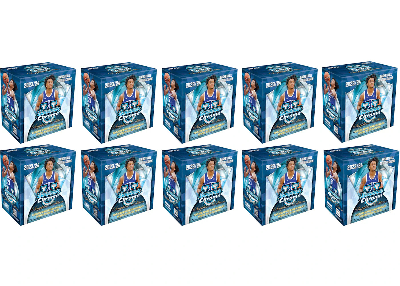 2023-24 Bowman University Chrome Sapphire Edition Basketball Hobby Box 10x Lot