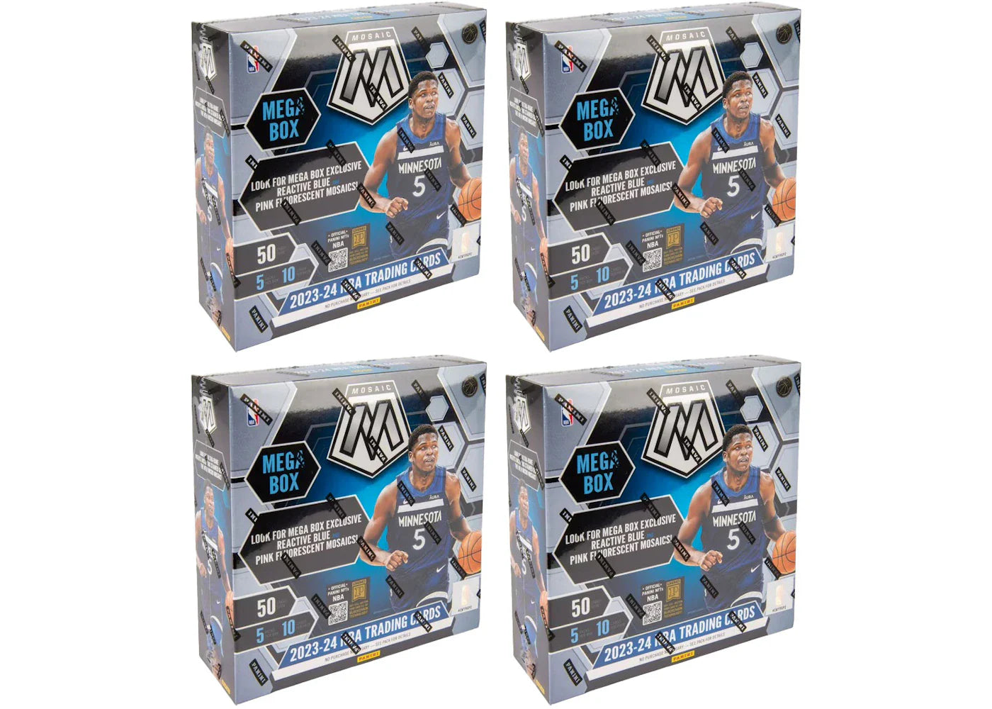 2023-24 Panini Mosaic Basketball Mega Box (Reactive Bue and Pink Fluorescent) 4x