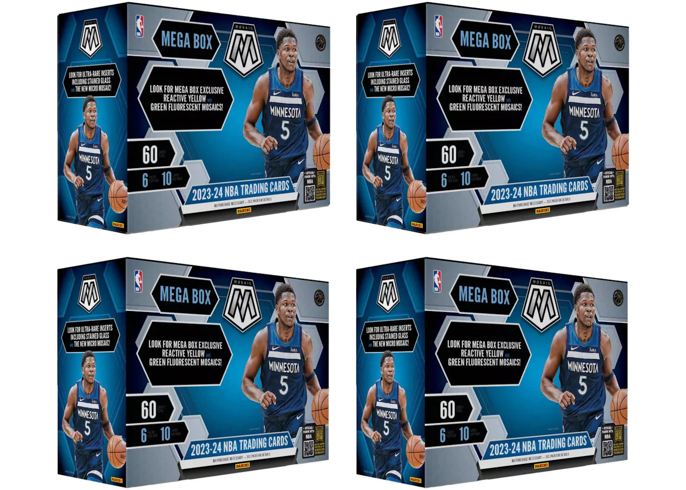 2023-24 Panini Mosaic Basketball Mega Box (Reactive Yellow and Green Fluorescent) 4x Lot