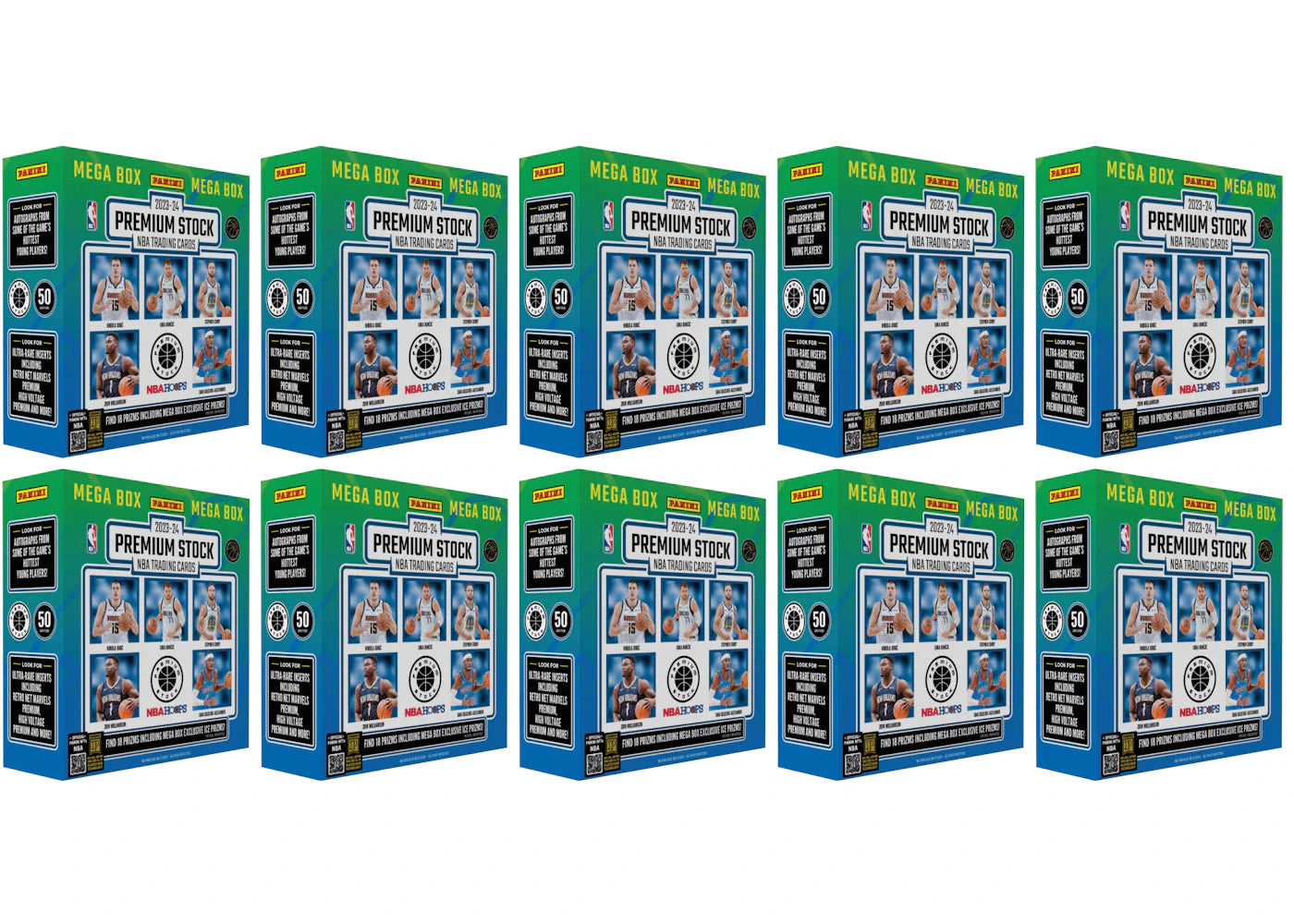 2023-24 Panini Premium Stock Basketball Mega Box (Ice Prizms) 10x Lot
