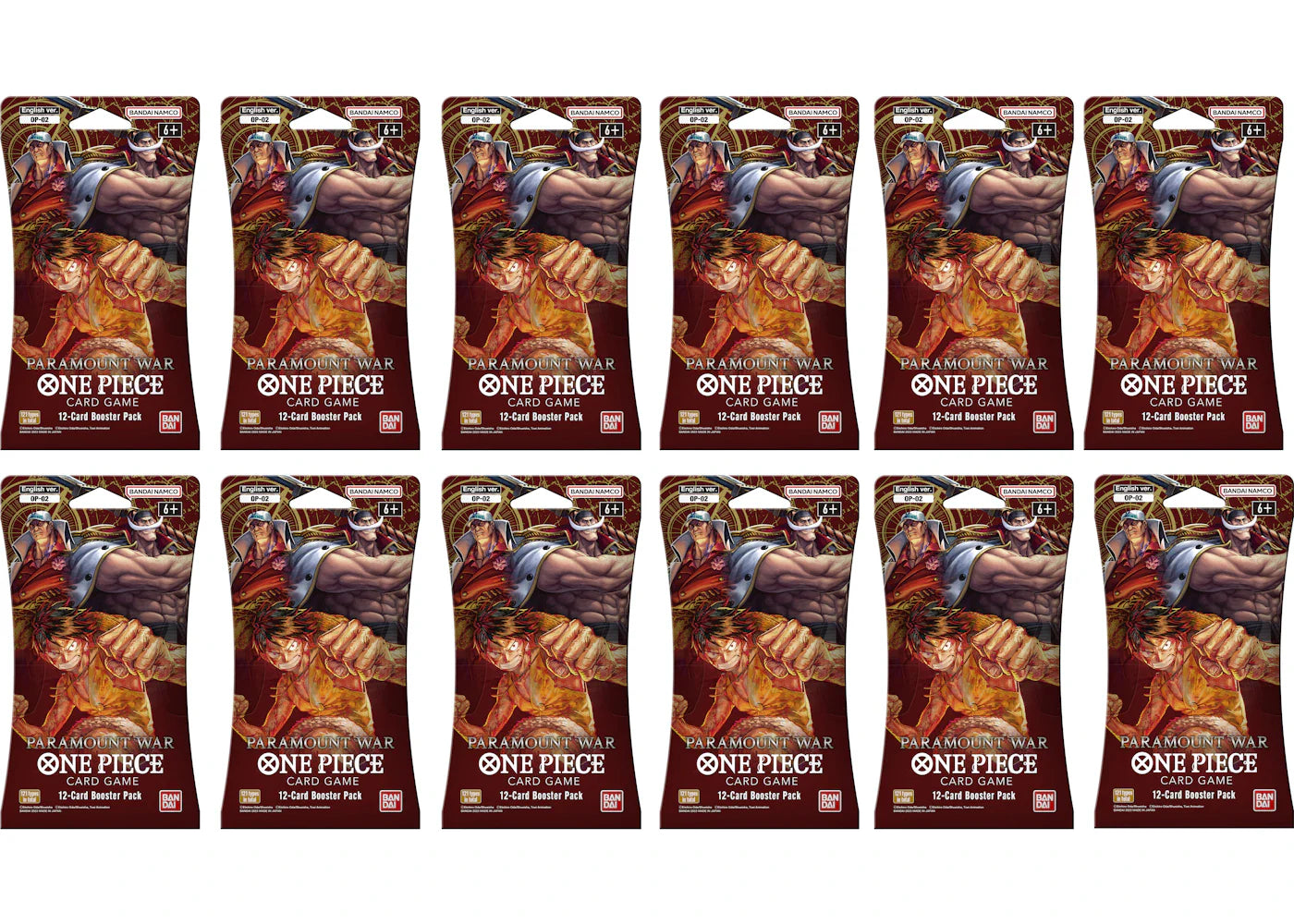 2023 Bandai One Piece Card Game Paramount War Booster Pack (OP-02) (English) 12x Lot