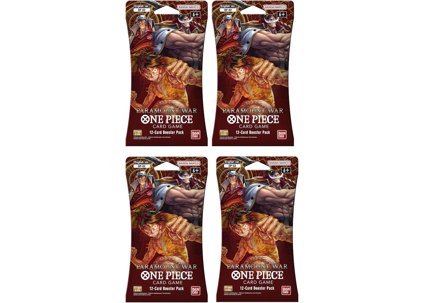 2023 Bandai One Piece Card Game Paramount War Booster Pack (OP-02) (English) 4x Lot