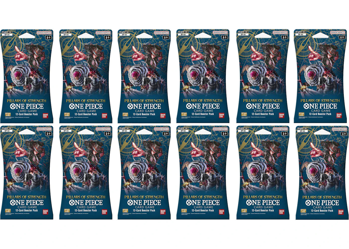 2023 Bandai One Piece Card Game Pillars of Strength Booster Pack (OP-03) (English) 12x Lot