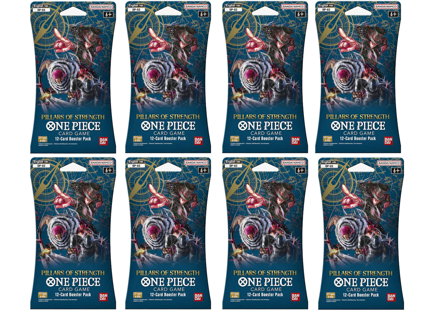 2023 Bandai One Piece Card Game Pillars of Strength Booster Pack (OP-03) (English) 8x Lot