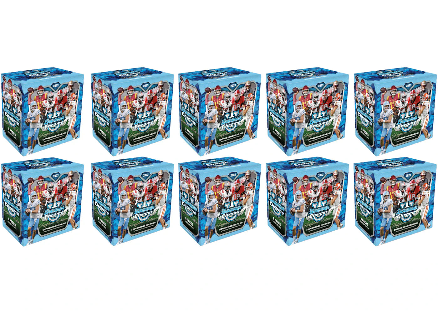 2023 Bowman University Chrome Sapphire Football Hobby 10x Lot