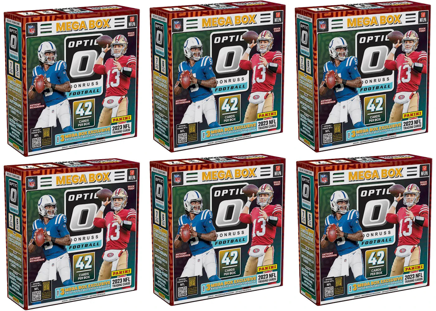 2023 Panini Donruss Optic Football Mega Box (Blue Hyper Parallels) 6x Lot