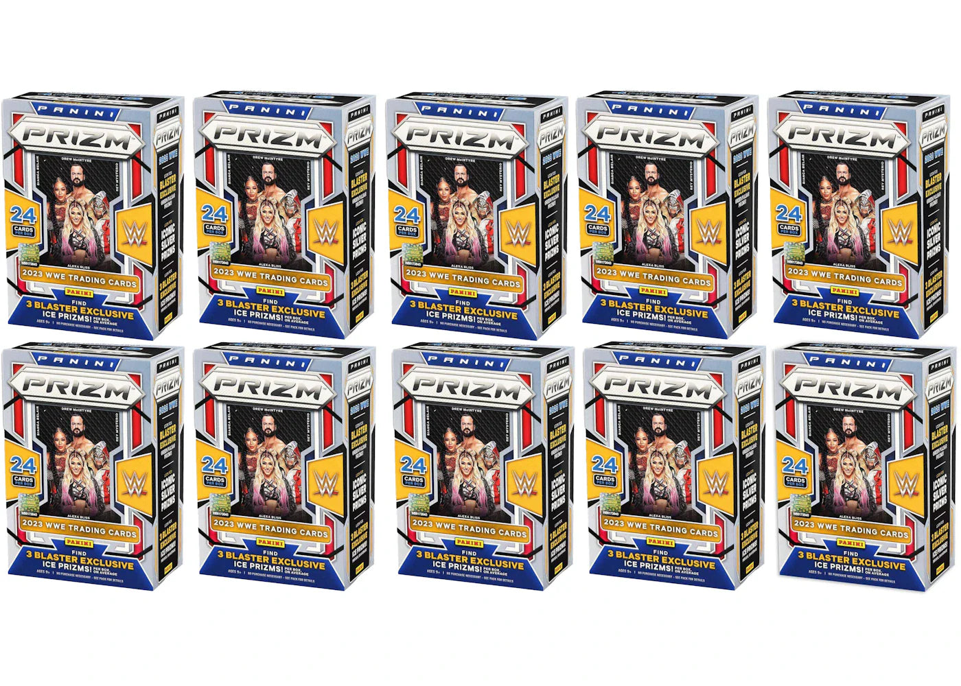 2023 Panini Prizm WWE Blaster Box (Ice Prizms) 10x Lot