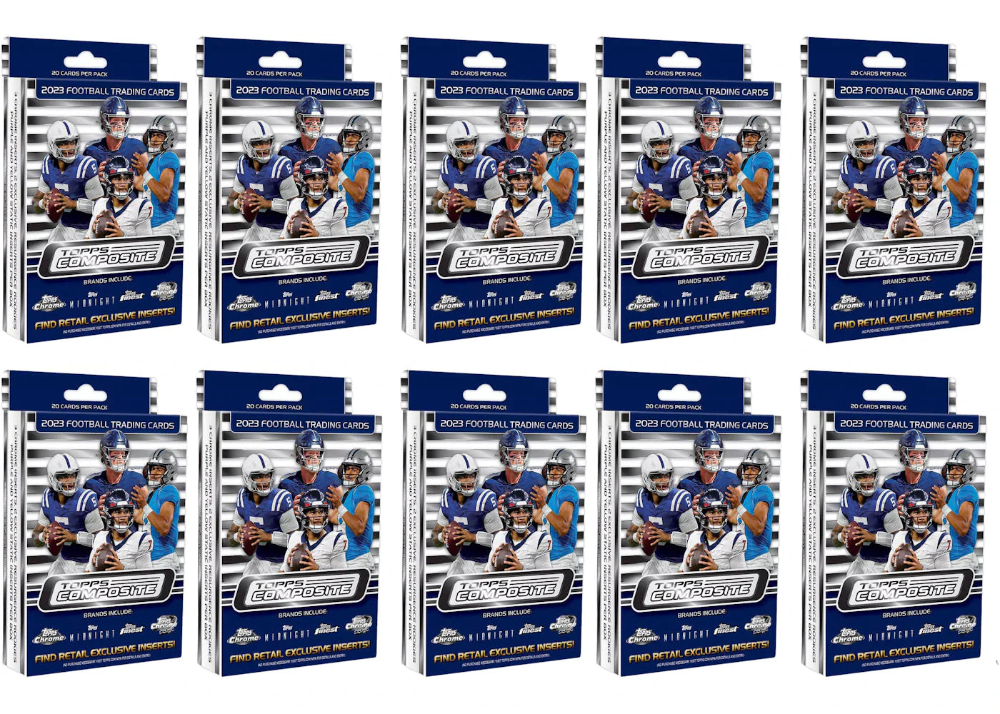2023 Topps Chrome Composite Football Hanger Box 10x Lot