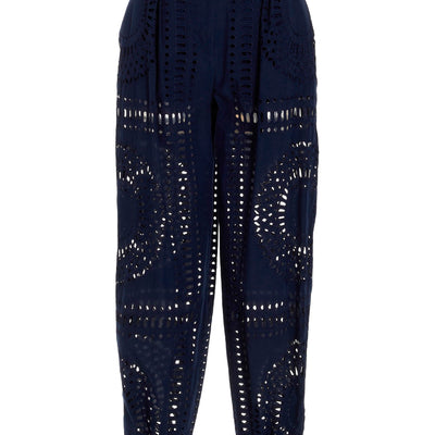 Alberta Ferretti Embroidered Cotton Pants